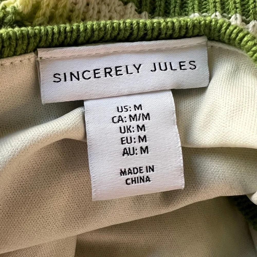 Sincerely Jules Green Striped Crochet Halter Midi Dress Keyhole Cutout Size M‎